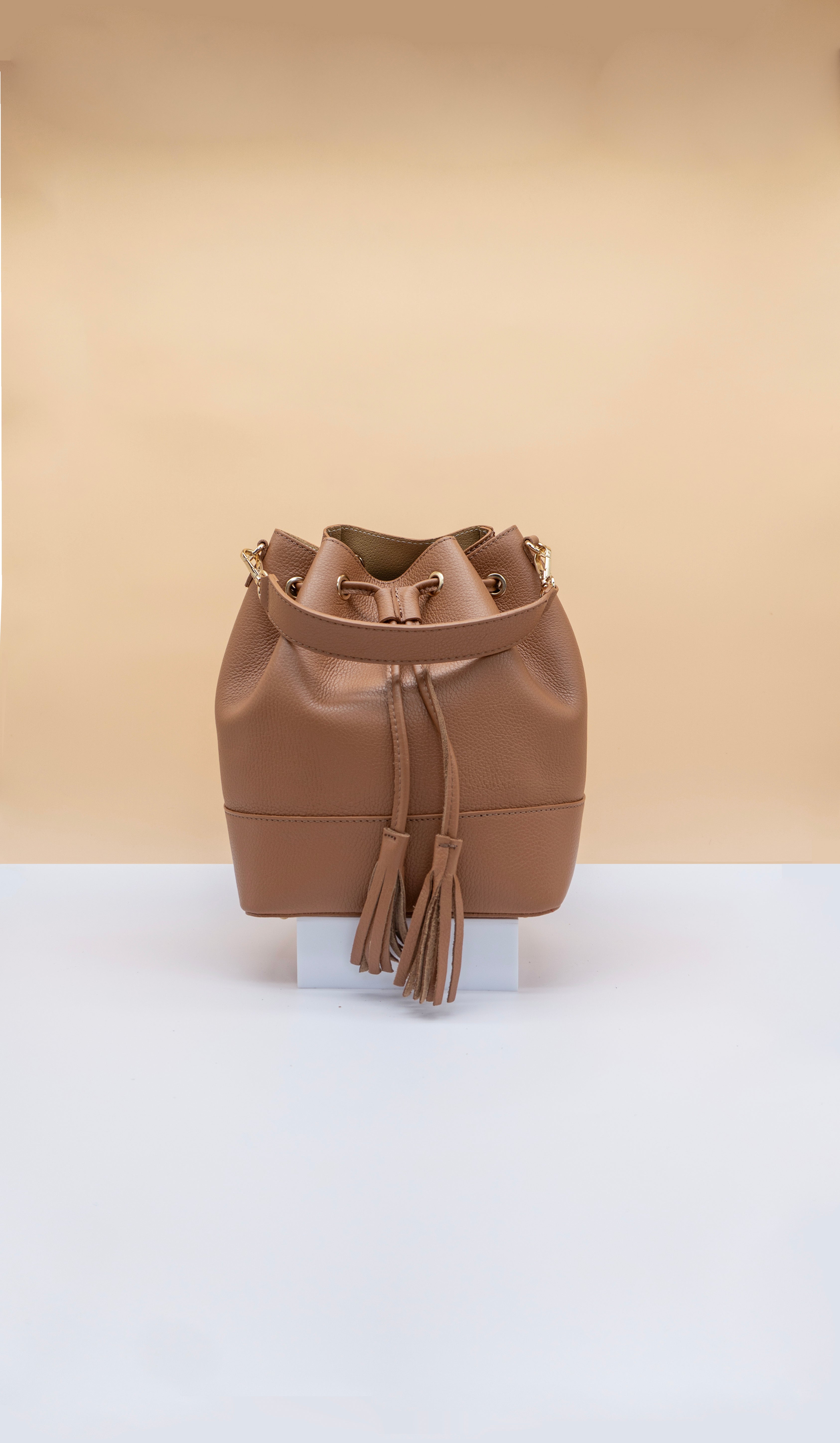 Eli Italian Leather Bucket Bag