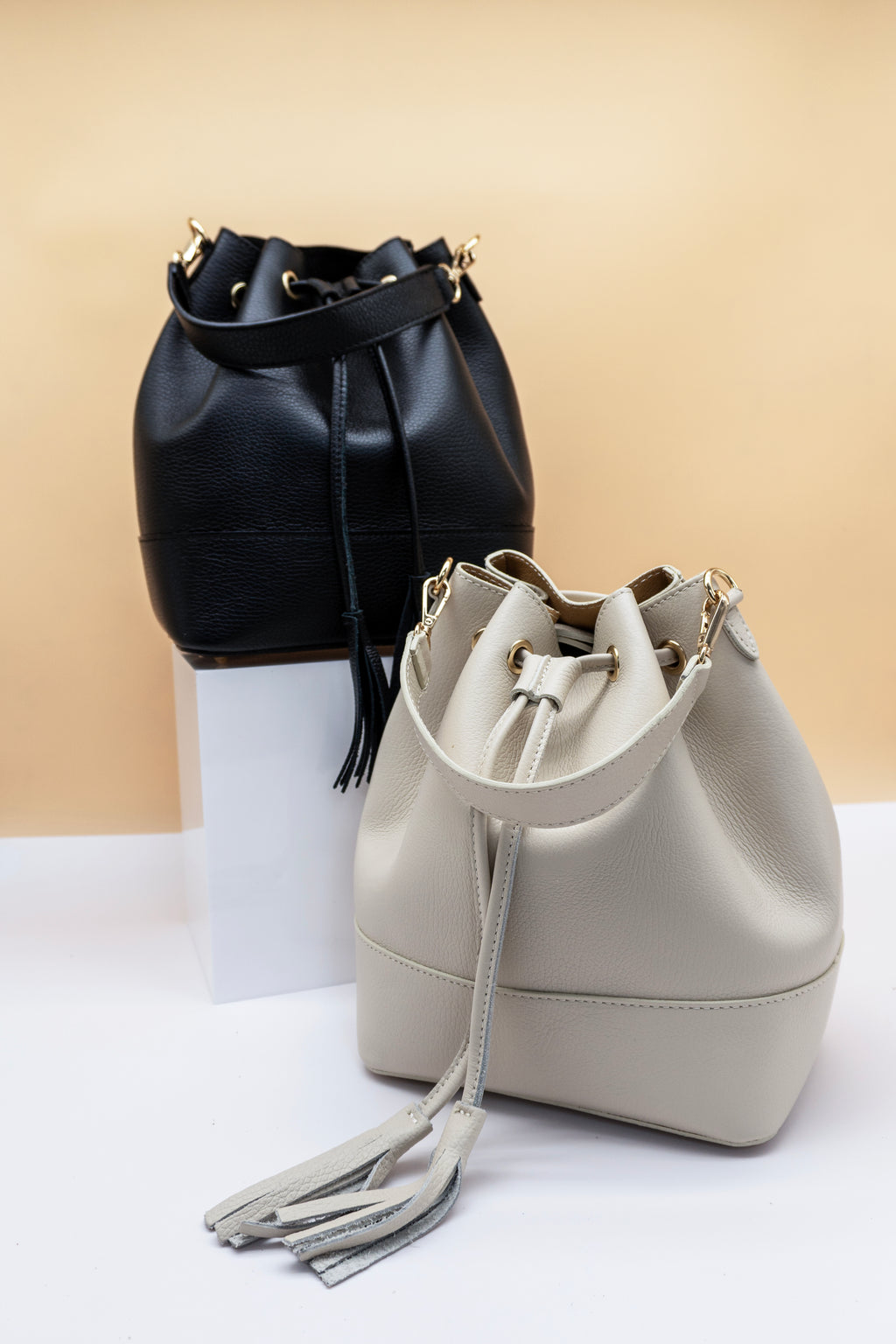 Eli Italian Leather Bucket Bag