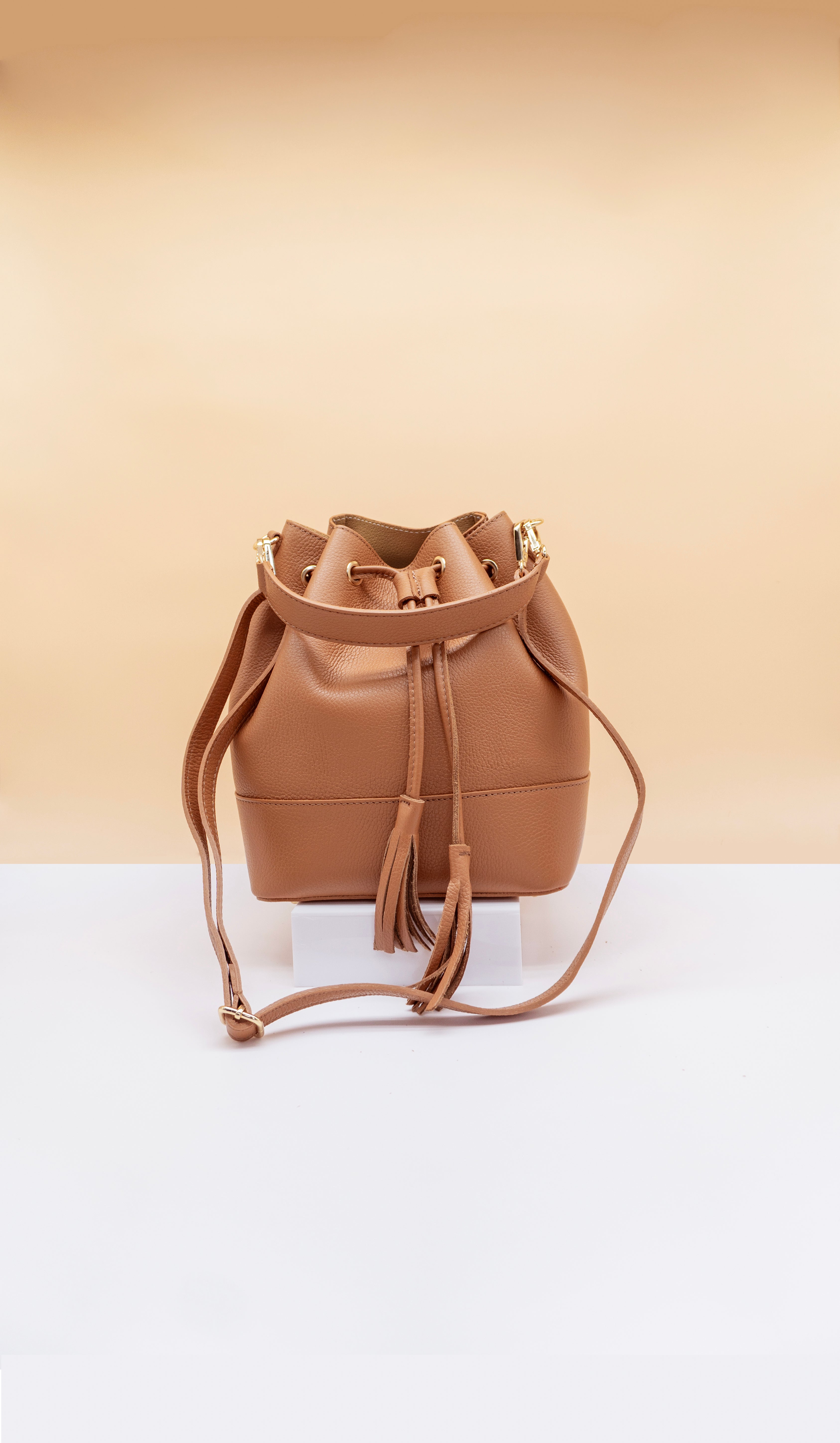 Eli Italian Leather Bucket Bag