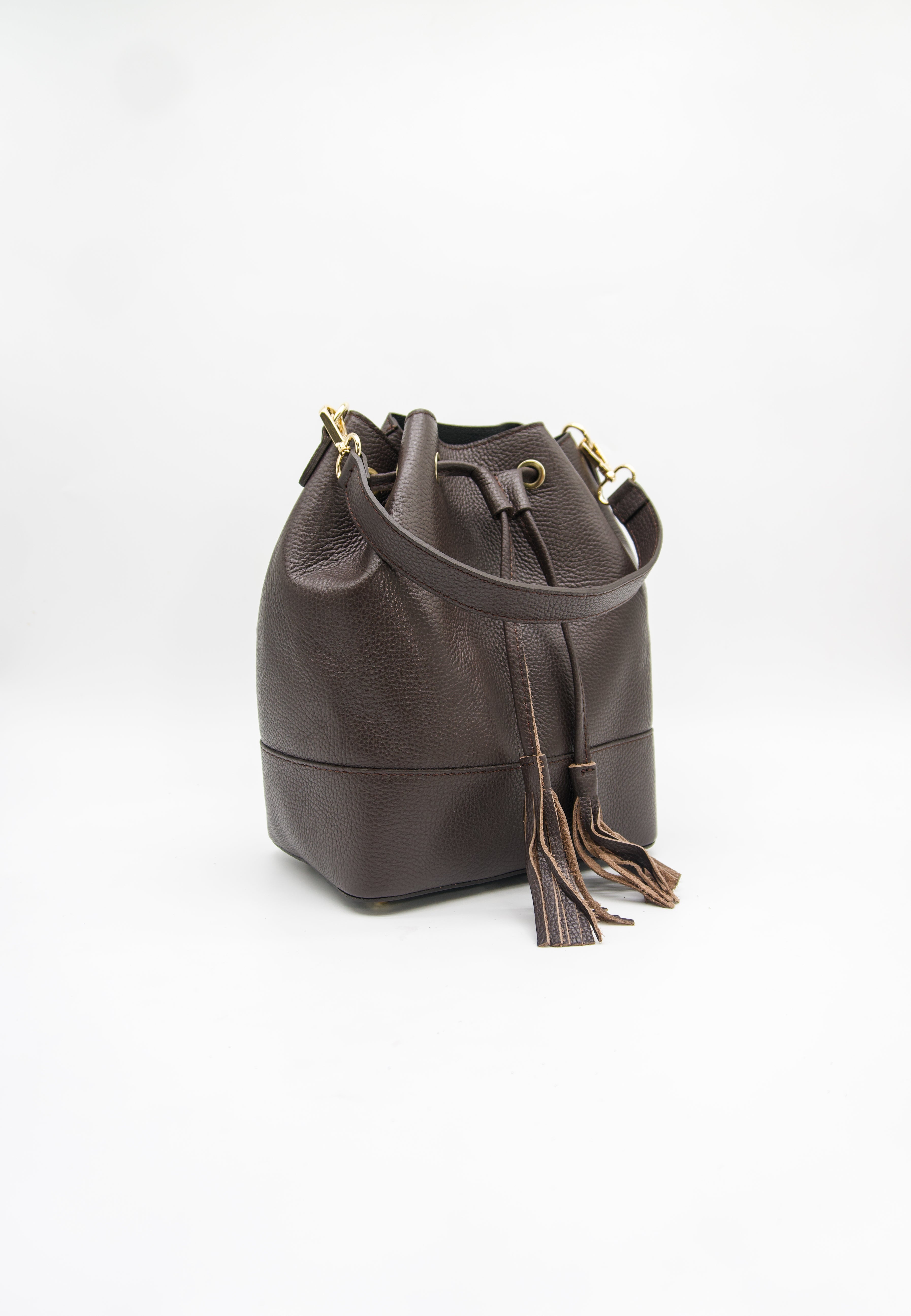 Eli Italian Leather Bucket Bag