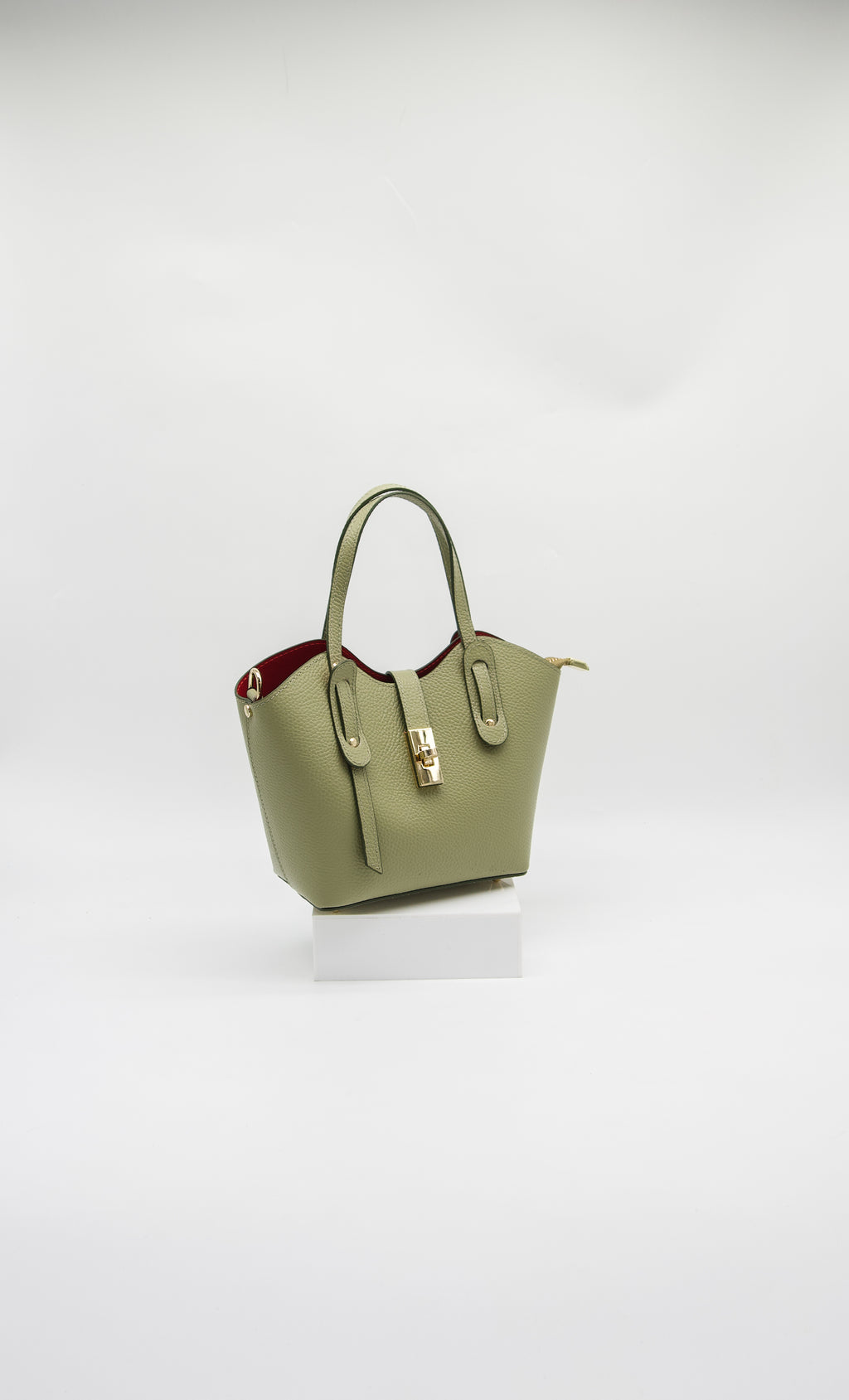 Bella Italian Leather Turn Clasp Bag