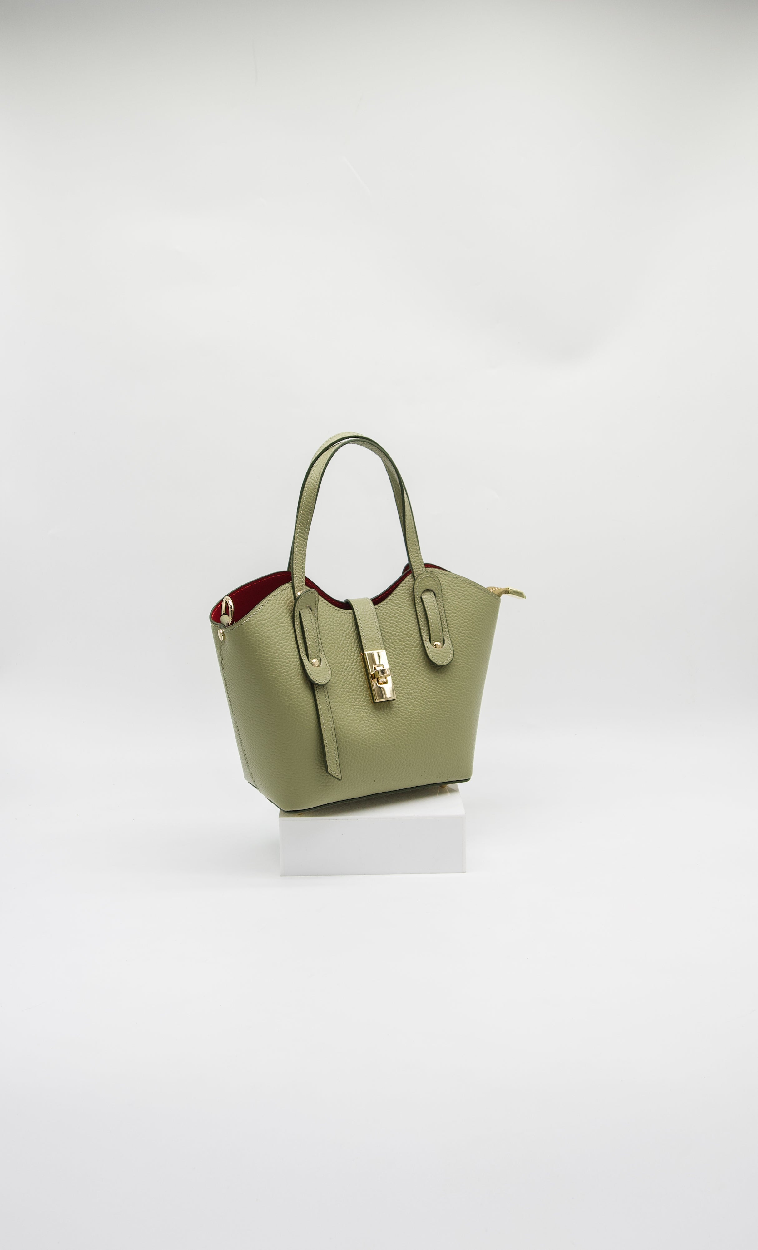 Bella Italian Leather Turn Clasp Bag