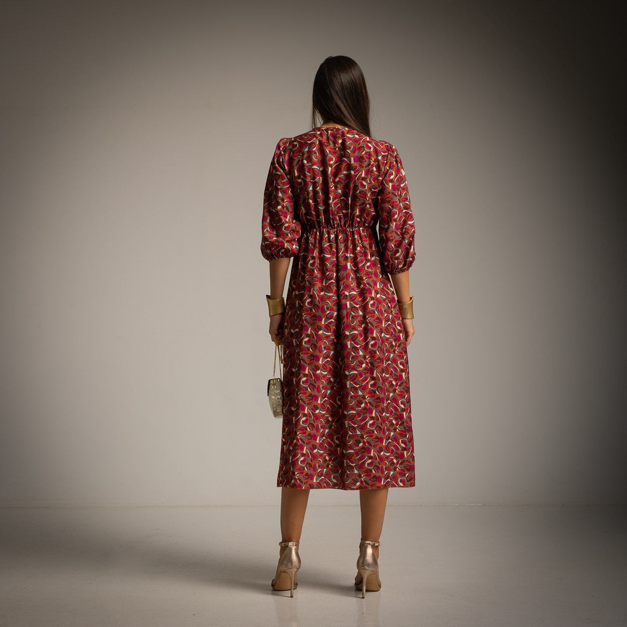 Tie-Neck Midi Dress