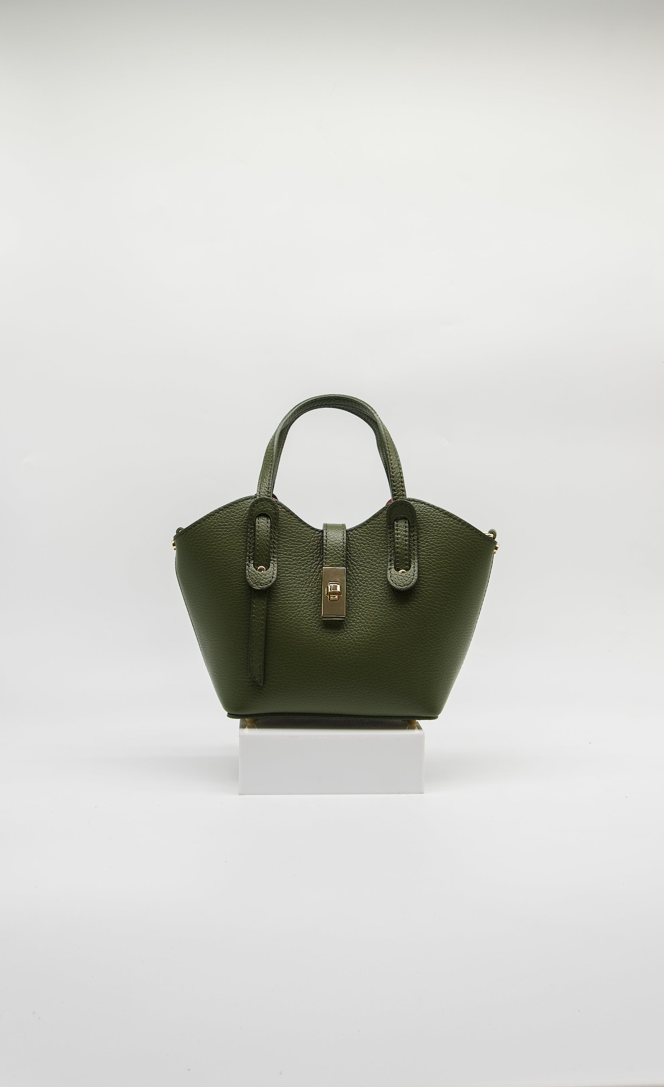 Bella Italian Leather Turn Clasp Bag
