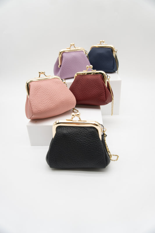 Italian Leather Kiss Lock Coin Purse