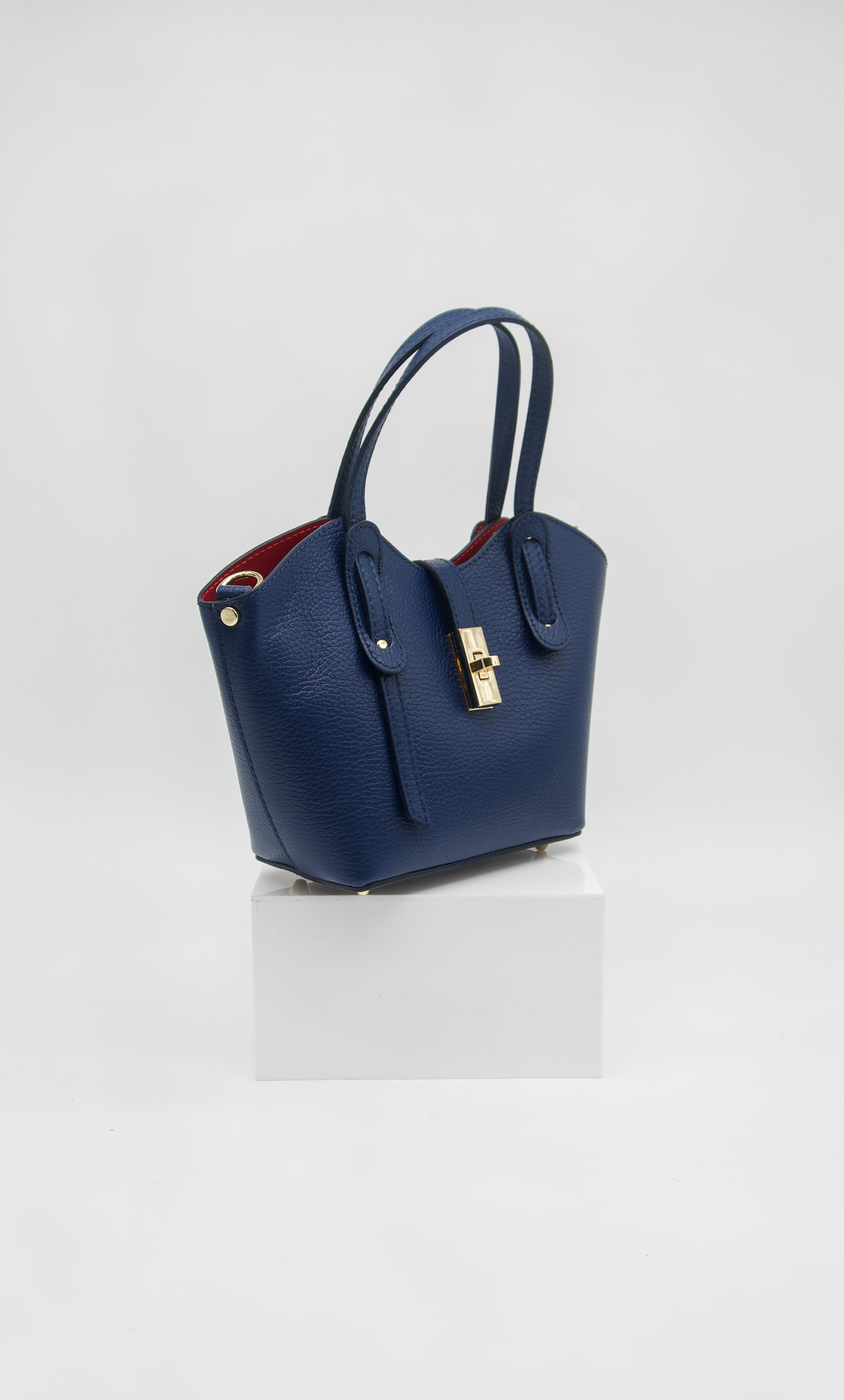 Bella Italian Leather Turn Clasp Bag