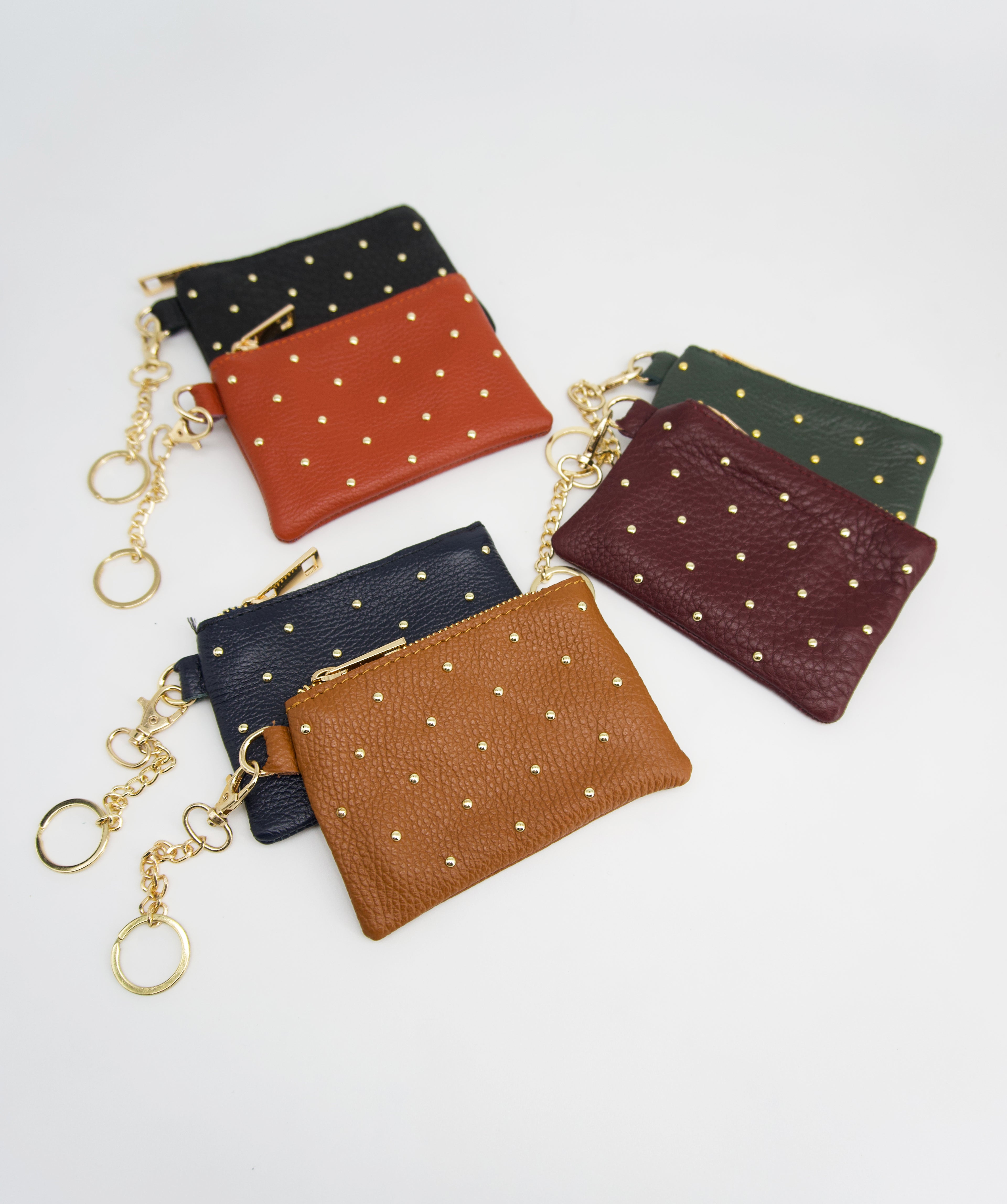 Luna Stud Detail Leather Coin Pouch