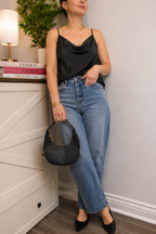 Pia Italian Leather Crescent Bag
