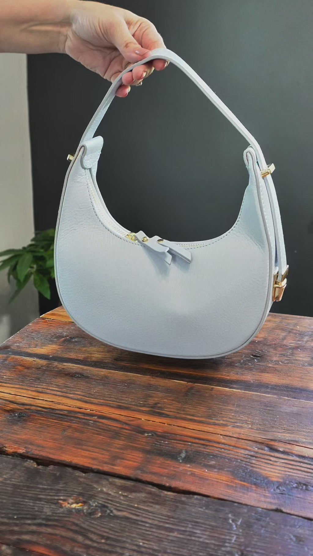Pia Italian Leather Crescent Bag
