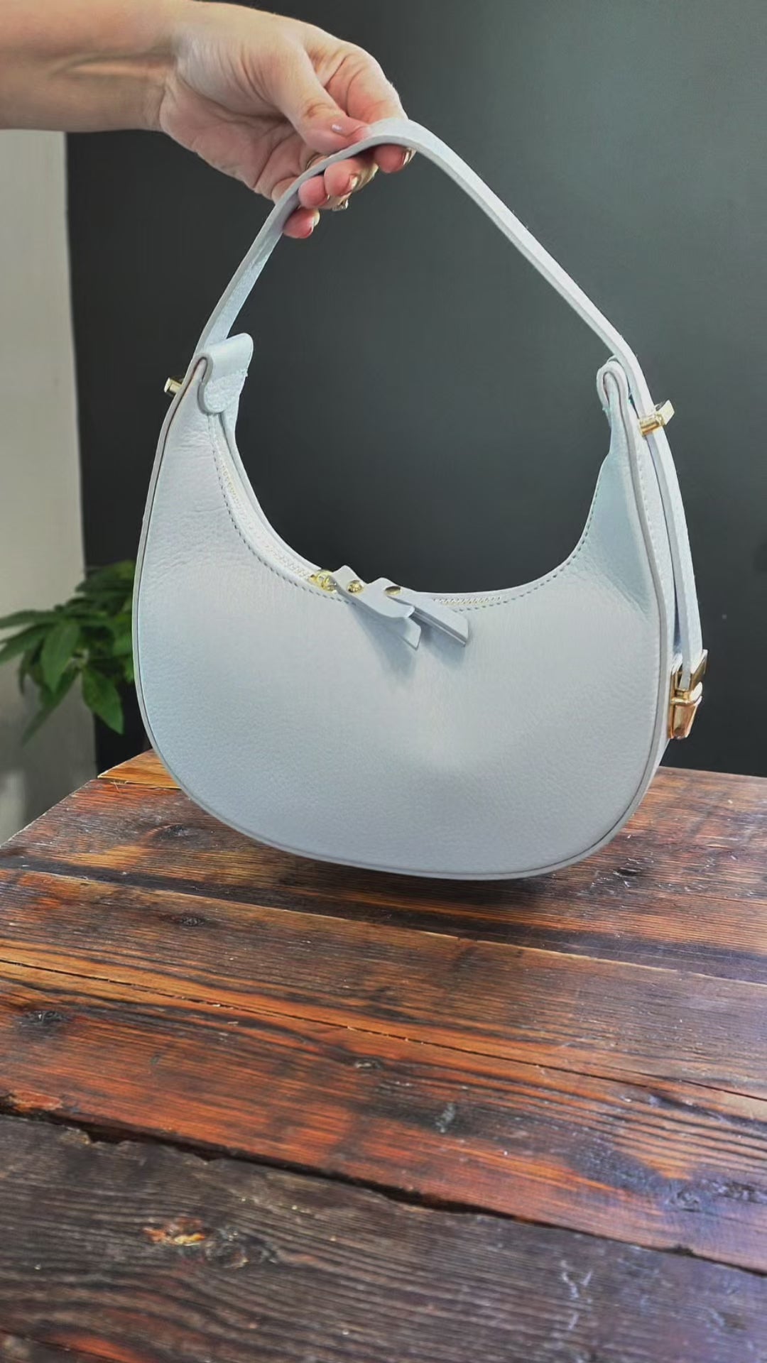 Pia Italian Leather Crescent Bag