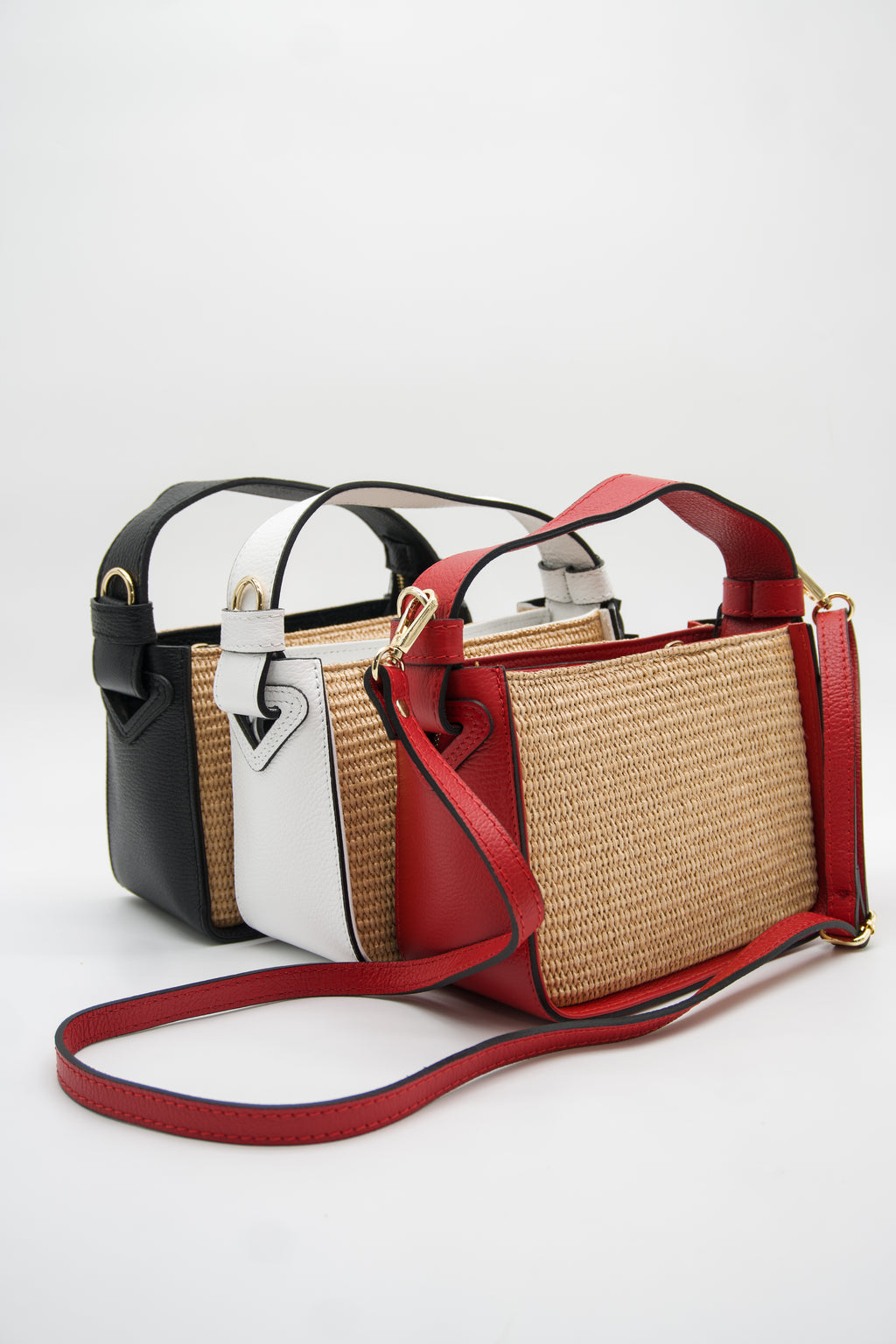 Francesca Raffia & Leather Top Handle Bag