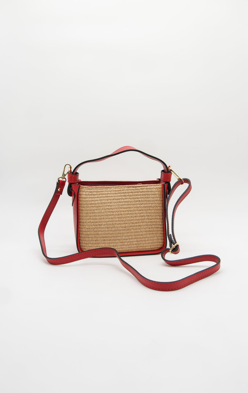 Francesca Raffia & Leather Top Handle Bag