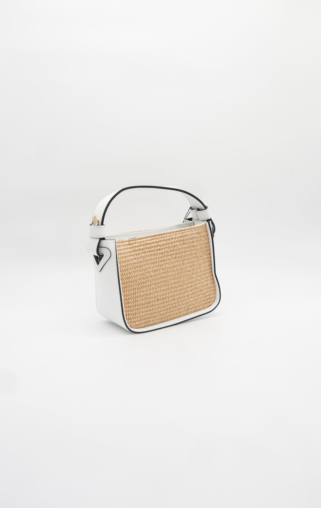 Francesca Raffia & Leather Top Handle Bag