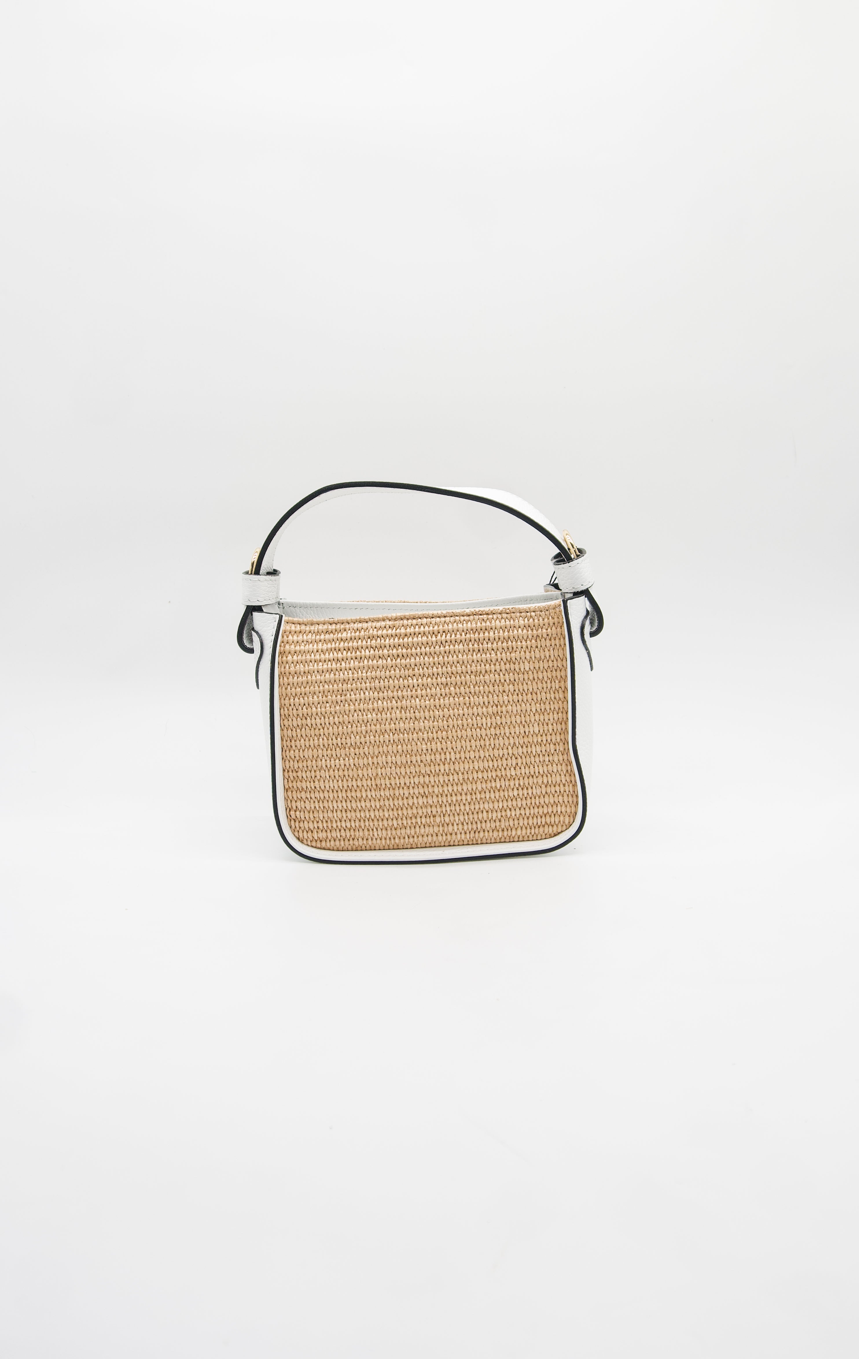 Francesca Raffia & Leather Top Handle Bag