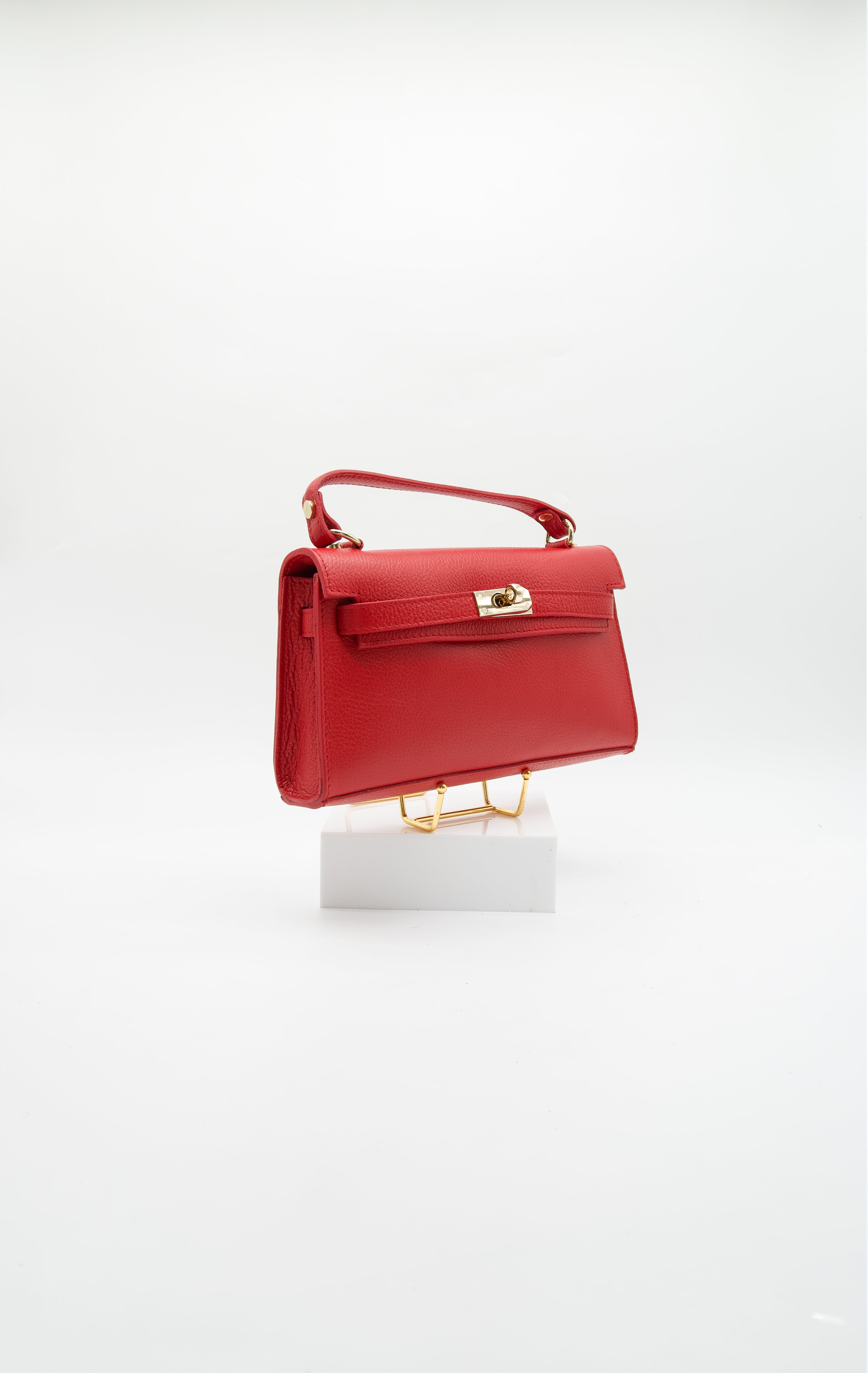 Viola Top Handle Turn Clasp Italian Leather Bag