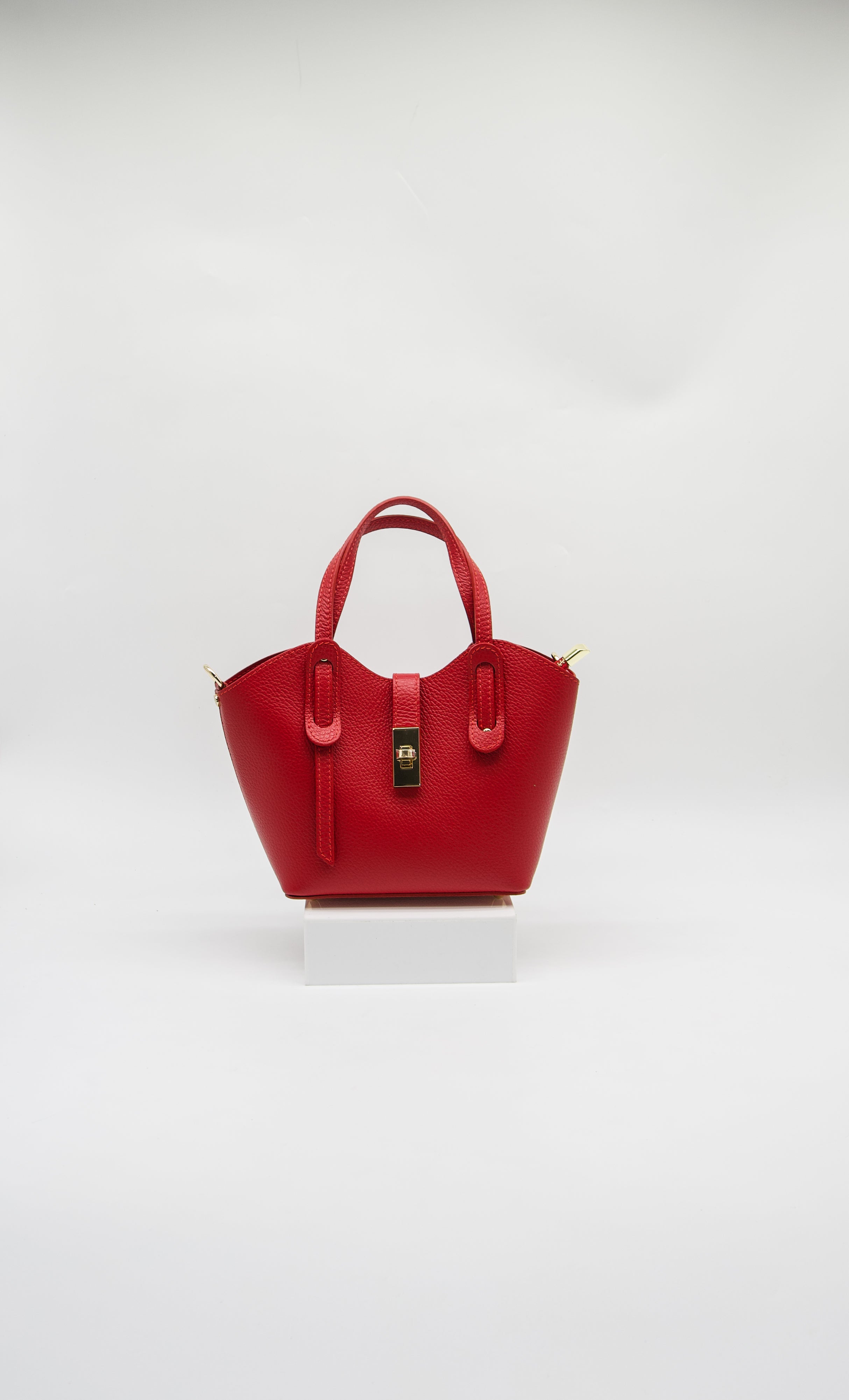 Bella Italian Leather Turn Clasp Bag