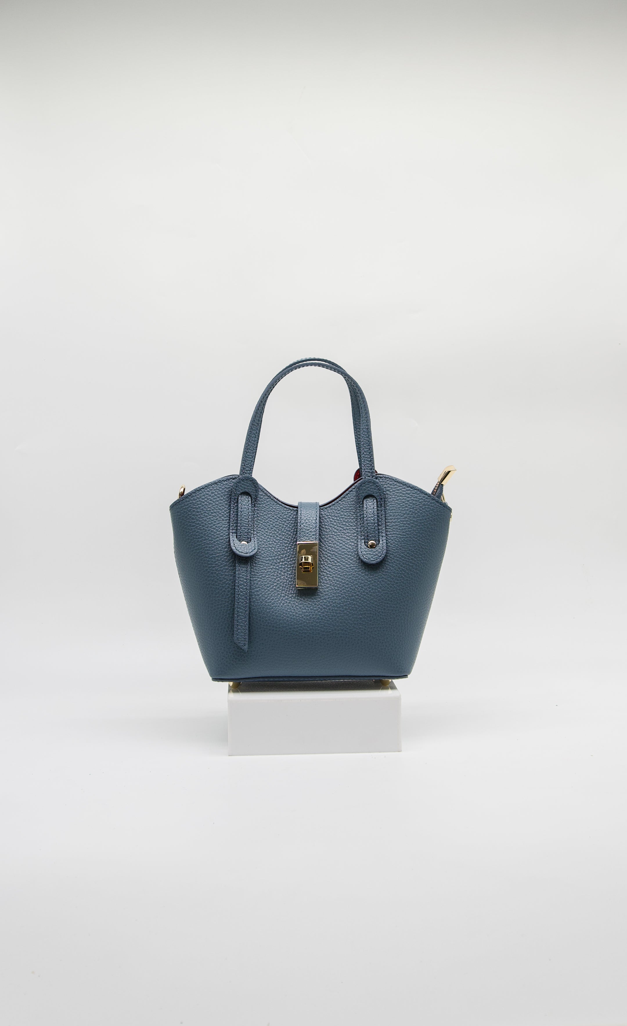 Bella Italian Leather Turn Clasp Bag