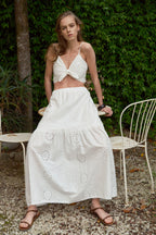 Eyelet Tie Front Crop Top