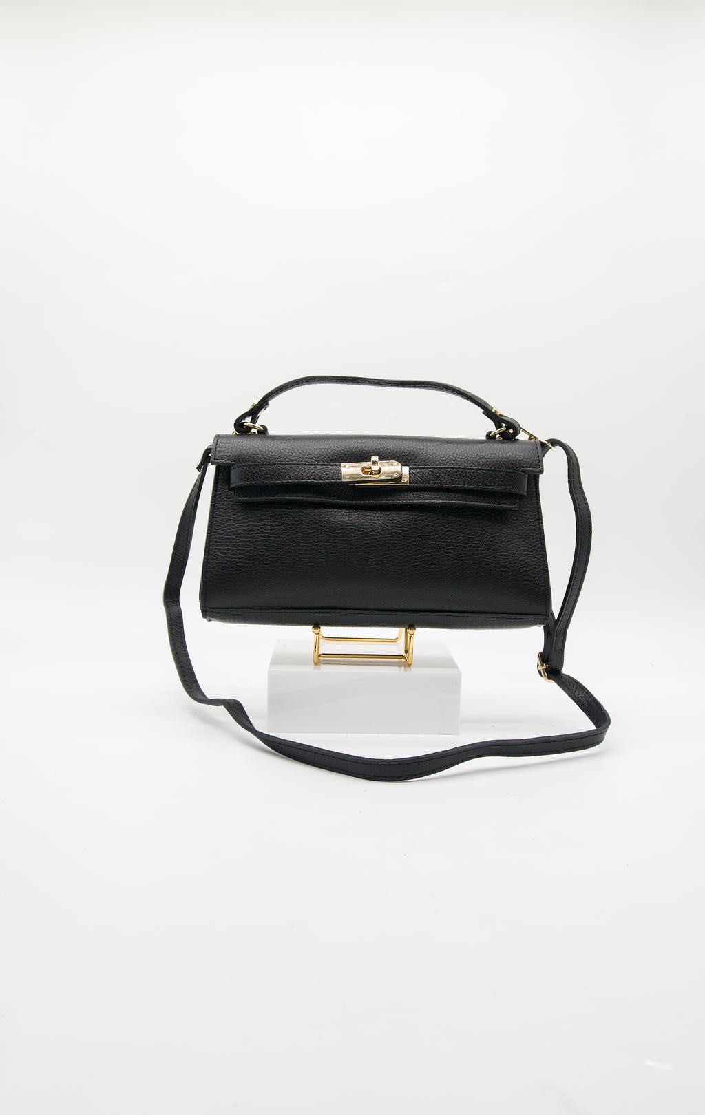 Viola Top Handle Turn Clasp Italian Leather Bag