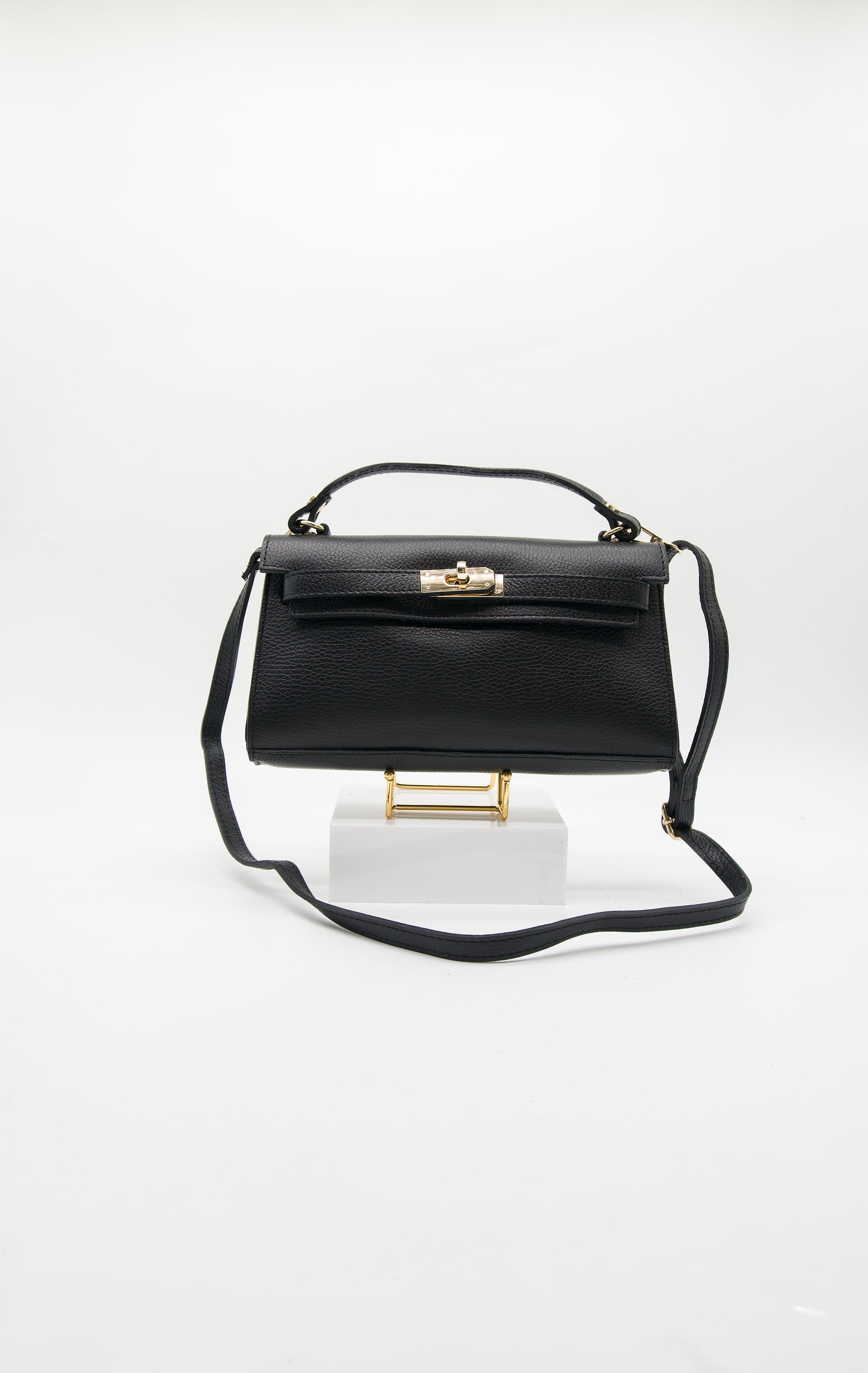 Viola Top Handle Turn Clasp Italian Leather Bag