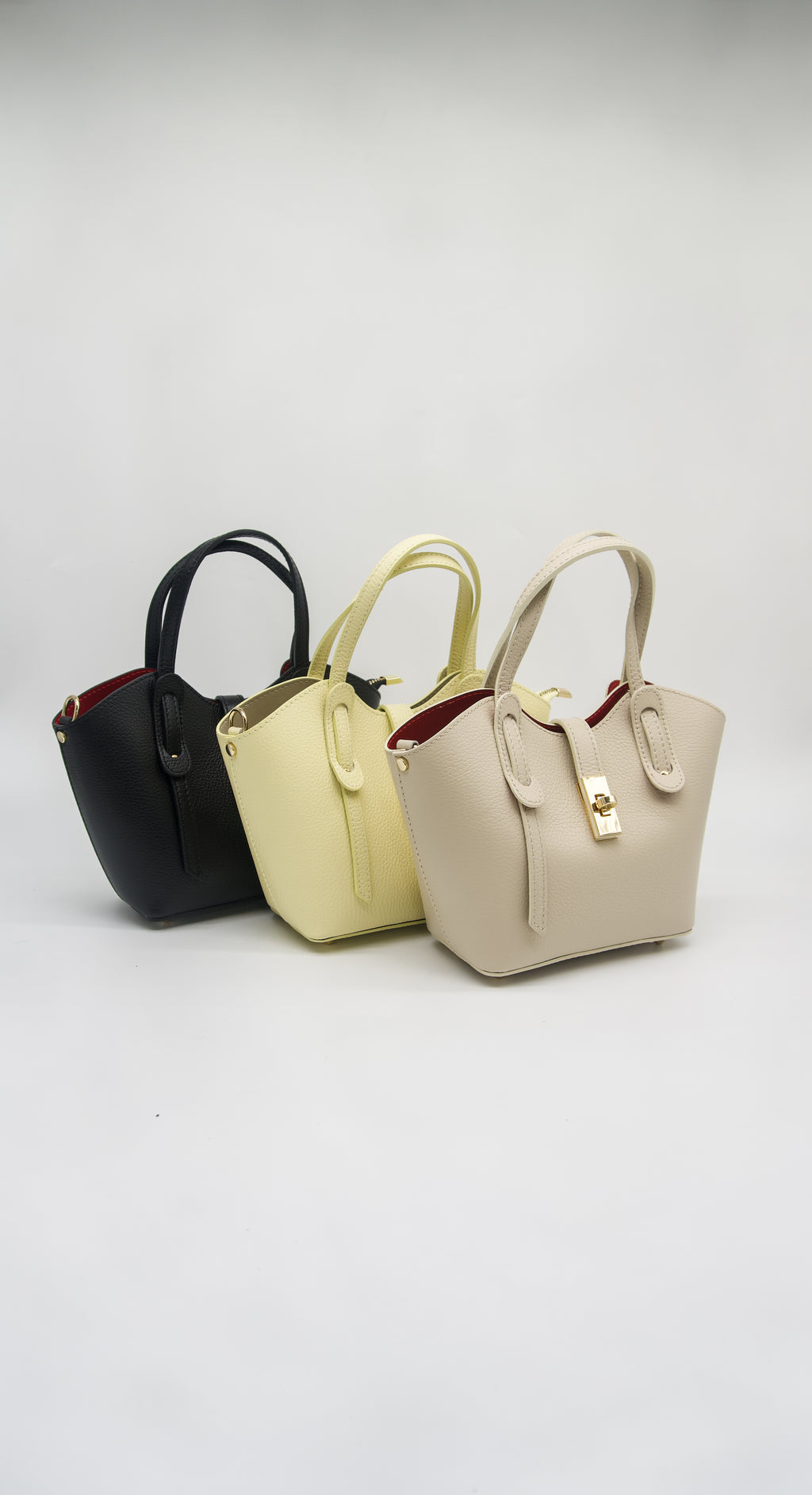 Bella Italian Leather Turn Clasp Bag