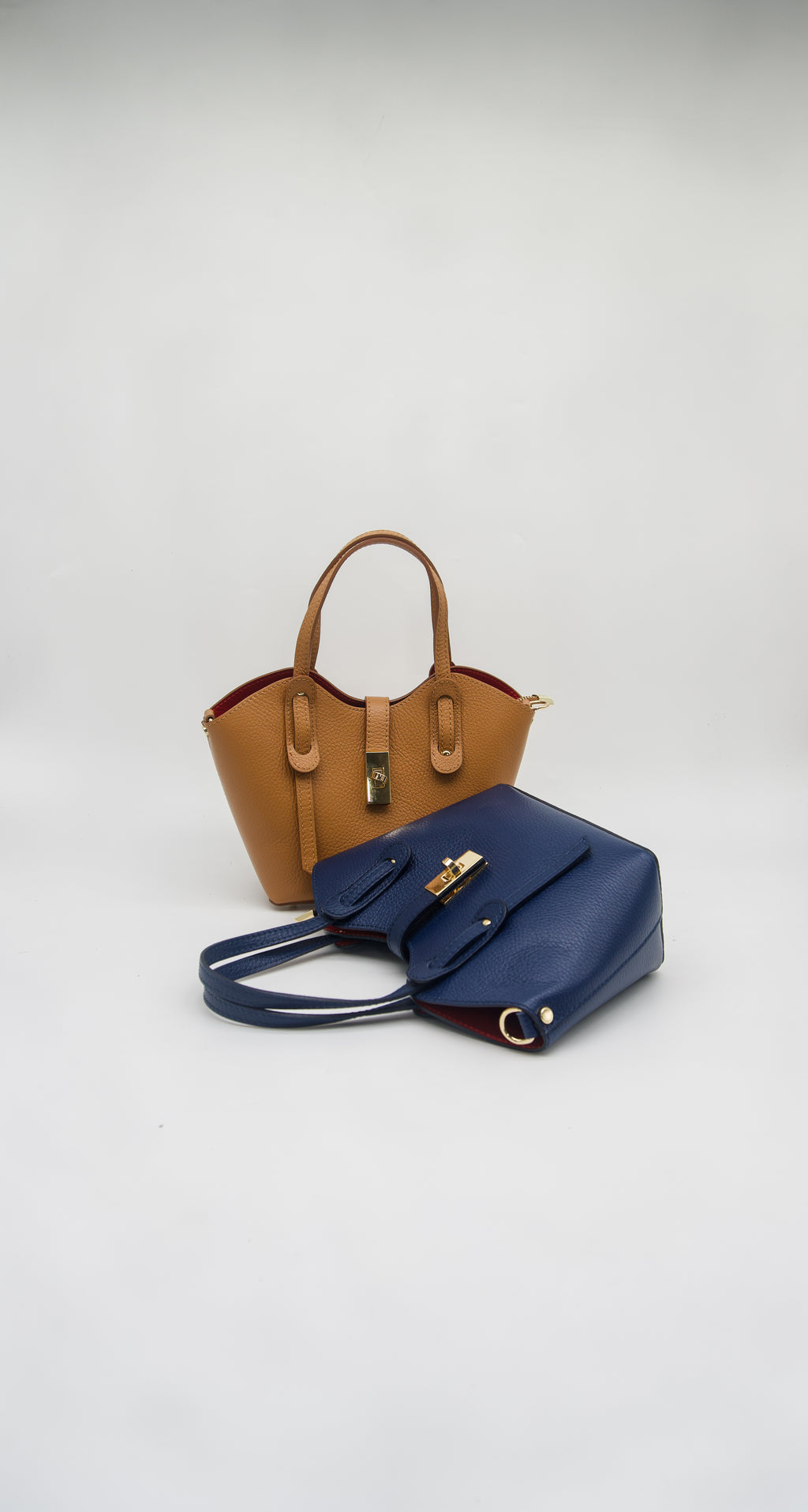 Bella Italian Leather Turn Clasp Bag