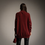 Oversized Turtleneck Sweater in Merlot