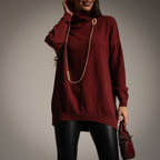 Oversized Turtleneck Sweater in Merlot