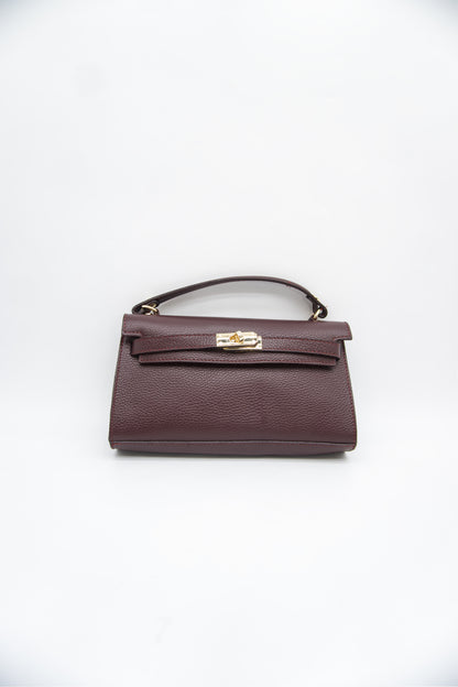 Viola Top Handle Turn Clasp Italian Leather Bag