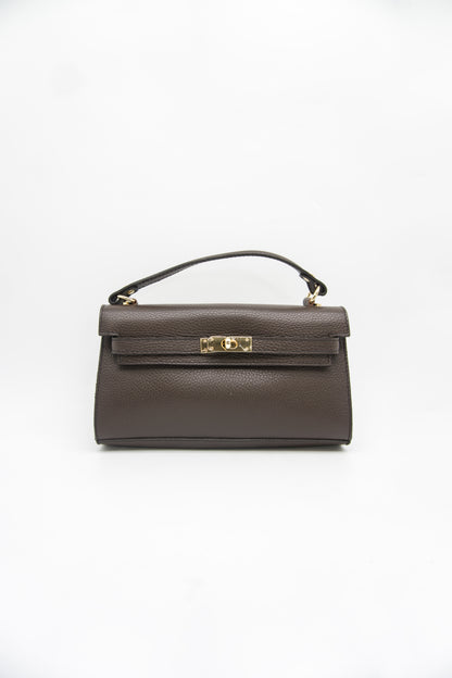 Viola Top Handle Turn Clasp Italian Leather Bag