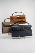 Viola Top Handle Turn Clasp Italian Leather Bag