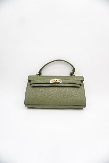 Viola Top Handle Turn Clasp Italian Leather Bag