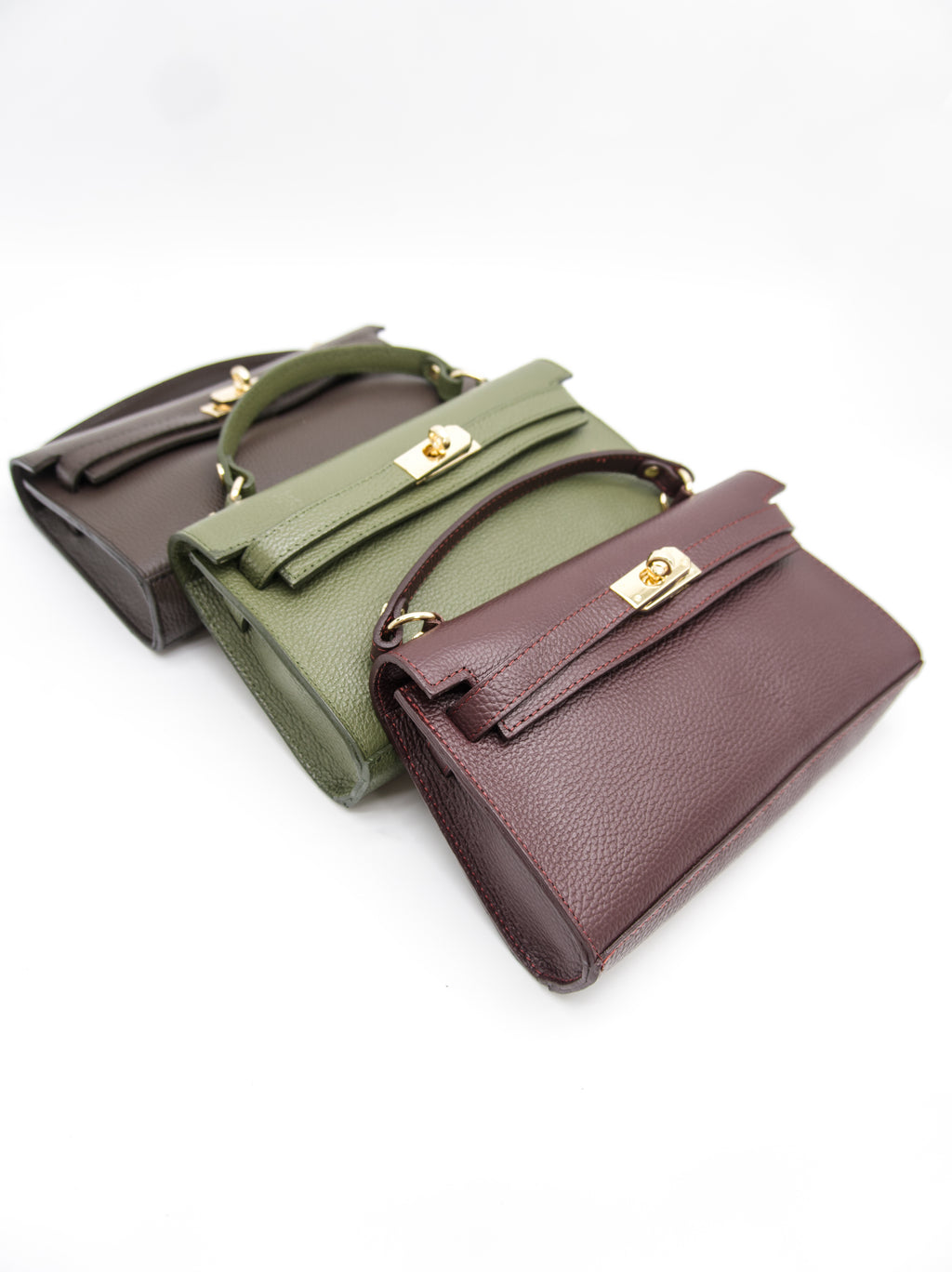Viola Top Handle Turn Clasp Italian Leather Bag