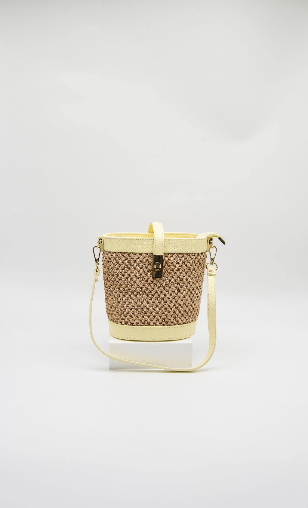Margherita Raffia & Leather Bucket Bag