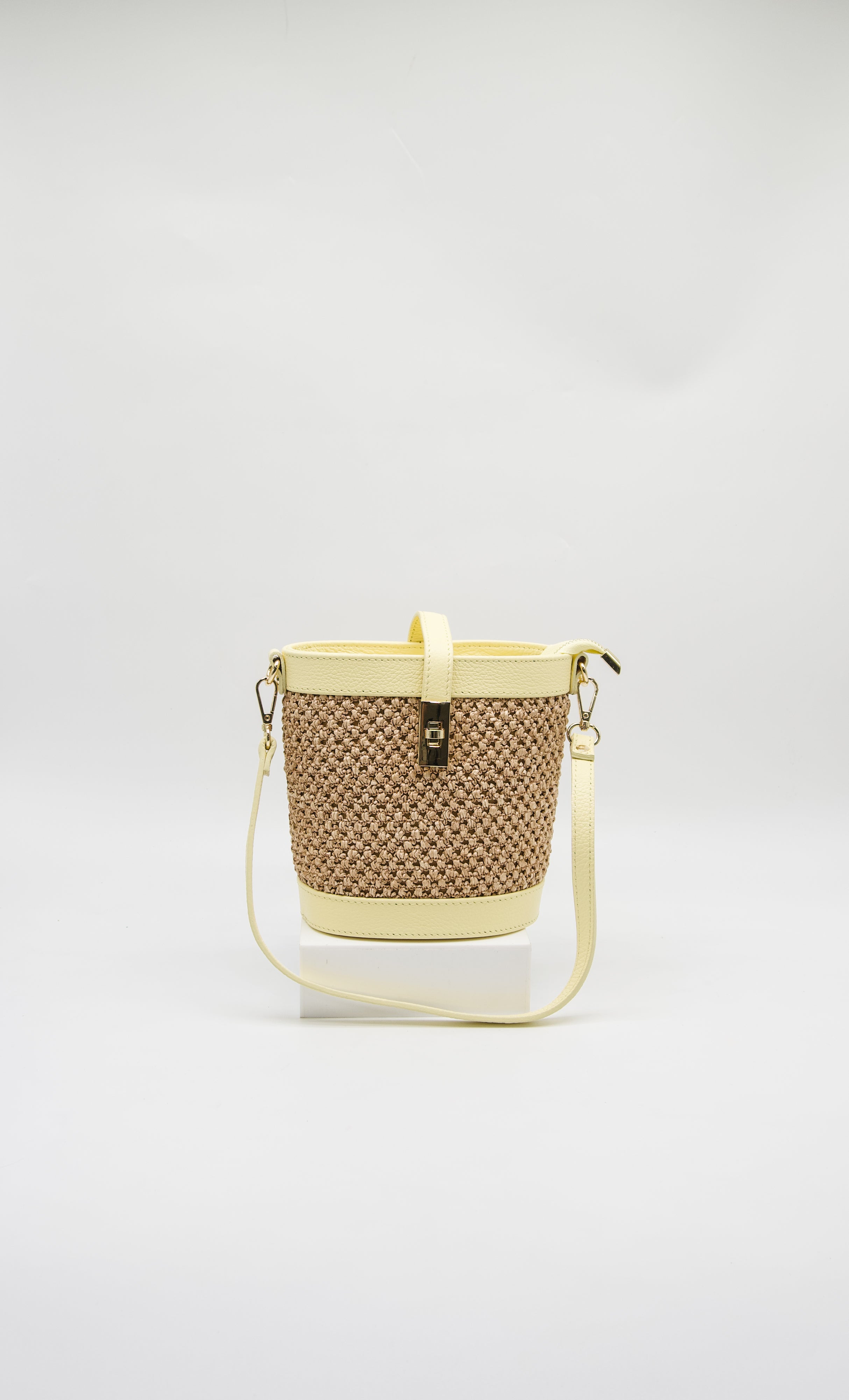 Margherita Raffia & Leather Bucket Bag